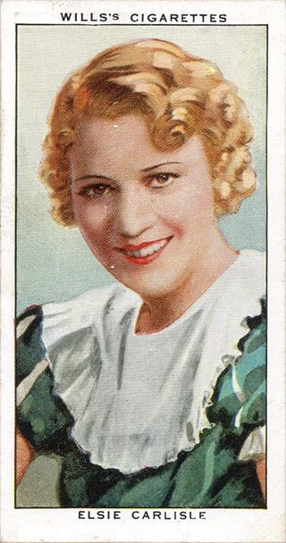 Elsie Carlisle depicted on Wills's Cigarettes Radio Celebrities cigarette card, 2nd Series #44 (1934), front