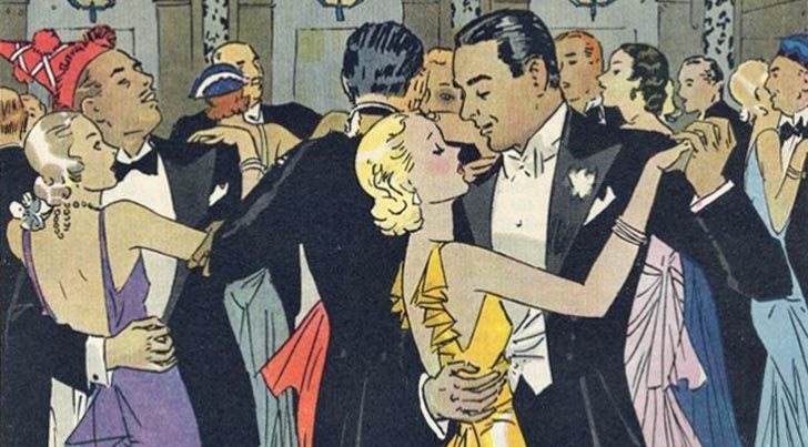 "Just One More." Depiction of New Year's Party in the early 1930s.