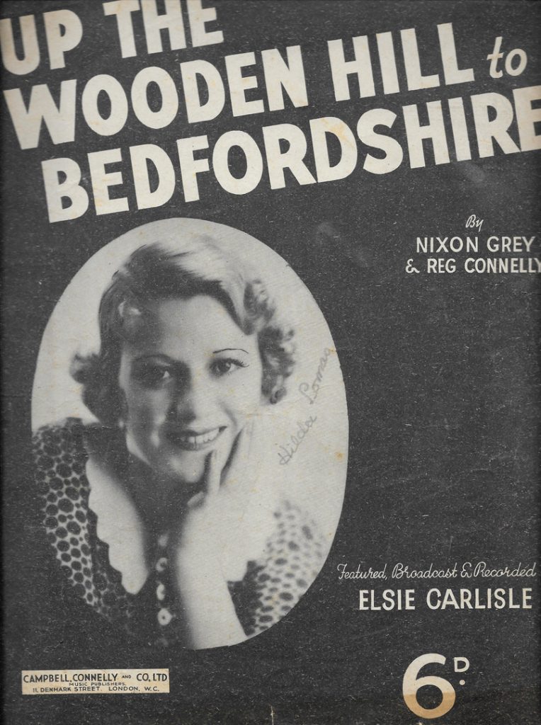 "Up the Wooden Hill to Bedforshire" original sheet music featuring Elsie Carlisle